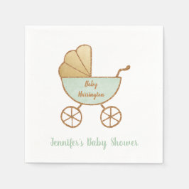 Servilleta De Papel Baby Shower Retro Pastel Mint Green Carrier