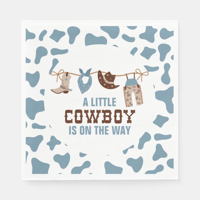 Servilleta De Papel Baby Shower Rodeo Western Cowboy (Anverso)