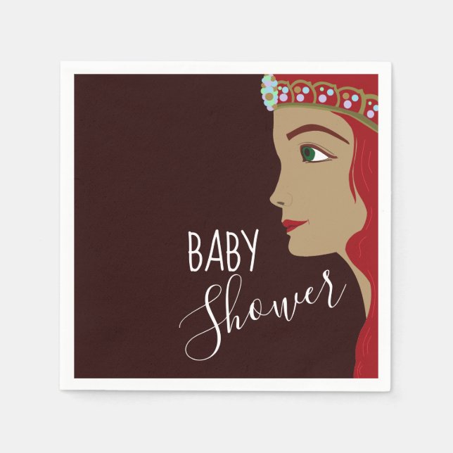 Servilleta De Papel Baby Shower Rojo Princesa (Anverso)