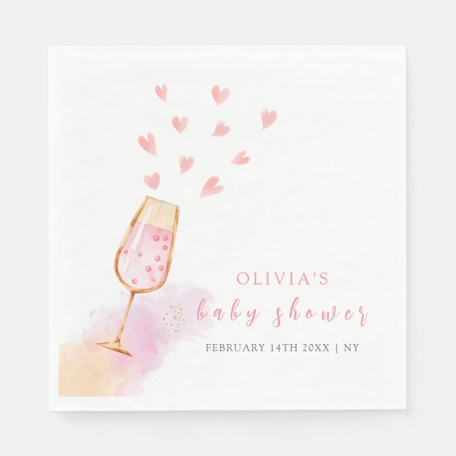 Servilleta De Papel Baby Shower Rosa Champagne Valentina (Anverso)