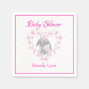 Servilleta De Papel Baby Shower rosa Chica de conejo conejo conejo con