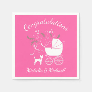 Servilleta De Papel Baby Shower rosa Chihuahua