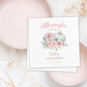 Servilleta De Papel Baby Shower rosa de calabaza pequeña