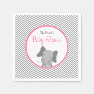 Servilleta De Papel Baby Shower rosa de Cute Elephant Chevron