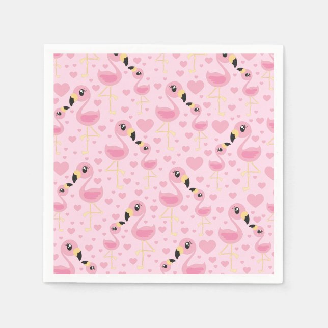 Servilleta De Papel Baby Shower rosa Flamingo (Anverso)