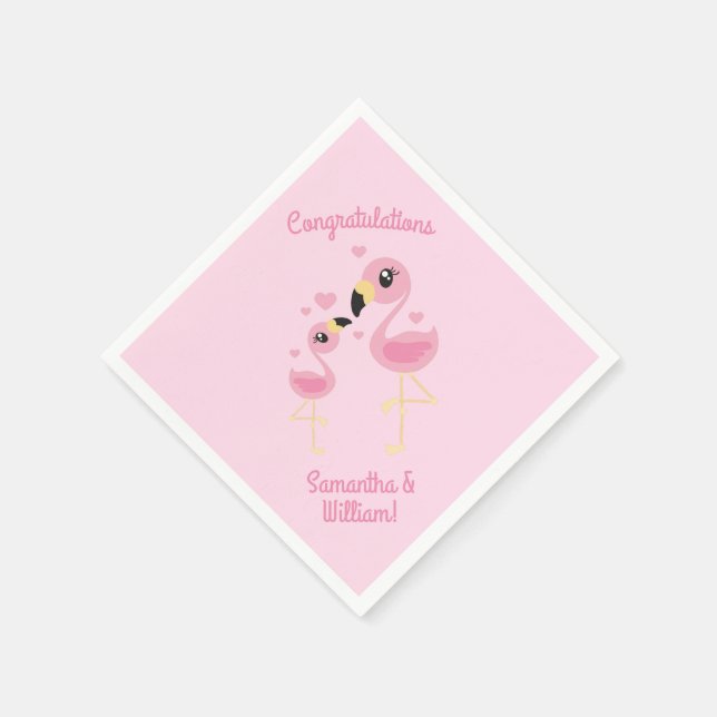 Servilleta De Papel Baby Shower rosa Flamingo (Borde)