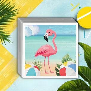 Servilleta De Papel Baby Shower rosa Flamingo de Summer Beach