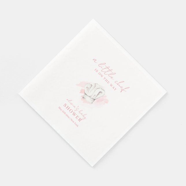 Servilleta De Papel Baby Shower Rosa Simple Moderno Pequeño Chef (Esquina)