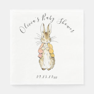 Servilleta De Papel Baby Shower rosa y amarillo de Peter Rabbit