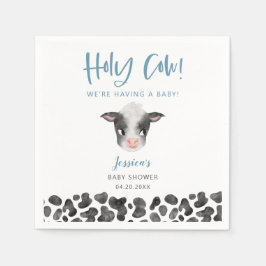 Servilleta De Papel Baby Shower Rustic Blue Holy Cow