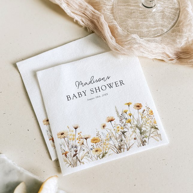 Servilleta De Papel Baby Shower Rustic Boho Wildflowers (Subido por el creador)