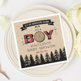 Servilleta De Papel Baby Shower Rustic Forest Plaid Lumberjack Boys