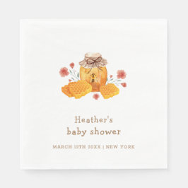 Servilleta De Papel Baby Shower Rustic Little Wildflower Honey Bee