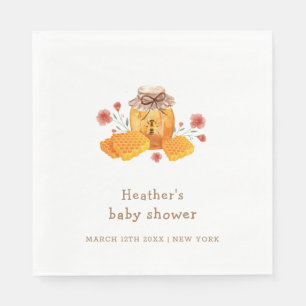 Servilleta De Papel Baby Shower Rustic Little Wildflower Honey Bee