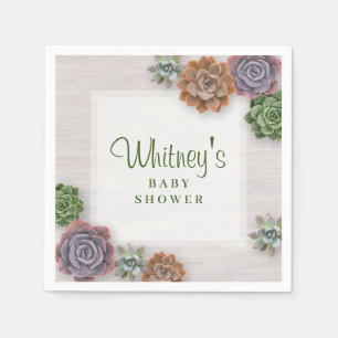 Servilleta De Papel Baby Shower Rustic Succults