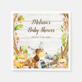 Servilleta De Papel Baby Shower Rustic Watercolor Woodland Animals