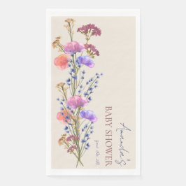 Servilleta De Papel Baby Shower rústico beige acrílico floral