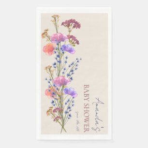 Servilleta De Papel Baby Shower rústico beige acrílico floral