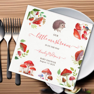 Servilleta De Papel Baby Shower Rústico del bosque de color rojo hongo
