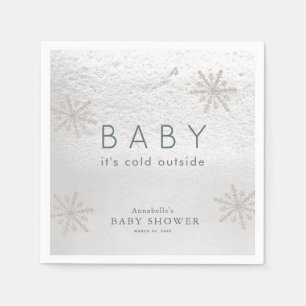 Servilleta De Papel Baby Shower Silver Snowflakes