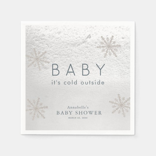 Servilleta De Papel Baby Shower Silver Snowflakes (Anverso)