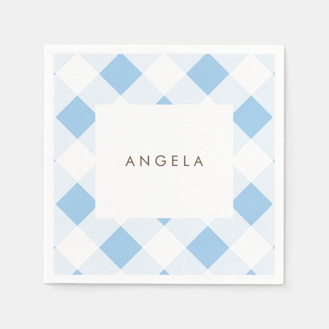 Servilleta De Papel Baby Shower simple azul y marrón (Anverso)