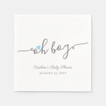 Baby Shower Simple Blue Heart Boy