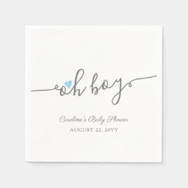 Servilleta De Papel Baby Shower Simple Blue Heart Boy