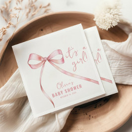 Servilleta De Papel Baby Shower simple Chica de arco rosado