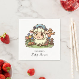 Servilleta De Papel Baby Shower simple de ovejas encantadas