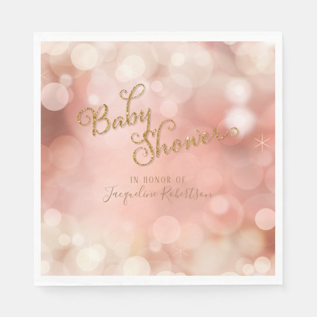 Servilleta De Papel Baby Shower Simple Magic Bokeh Sparkle Twinkle (Anverso)