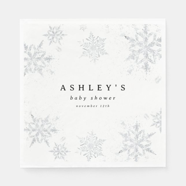 Servilleta De Papel Baby Shower Snowflakes (Anverso)