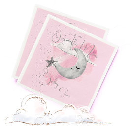 Servilleta De Papel Baby Shower Sobre El Chica Rosa De La Luna