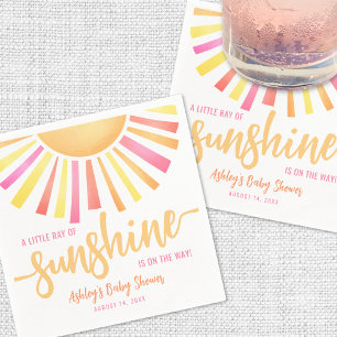 Servilleta De Papel Baby Shower Sol Brillante Rosa