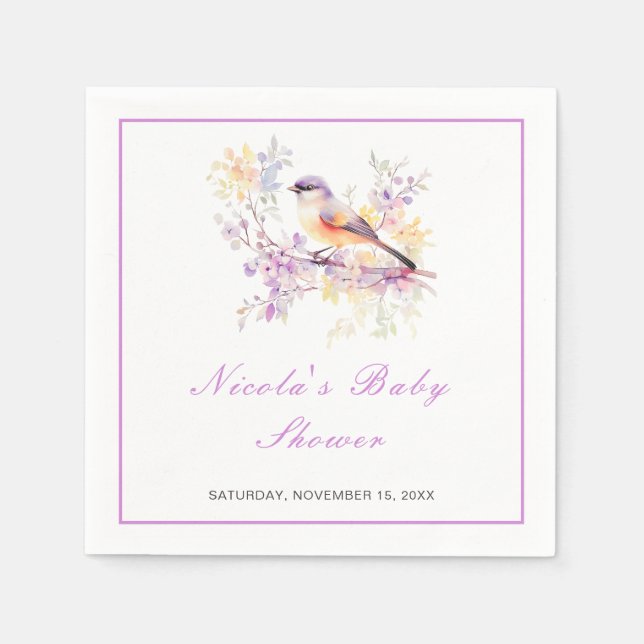 Servilleta De Papel Baby Shower Spring Cute Bird (Anverso)