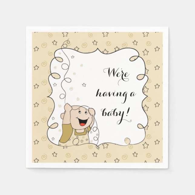 Servilleta De Papel Baby Shower Standard Cocktail Napkin Gold/Bk Baby (Anverso)