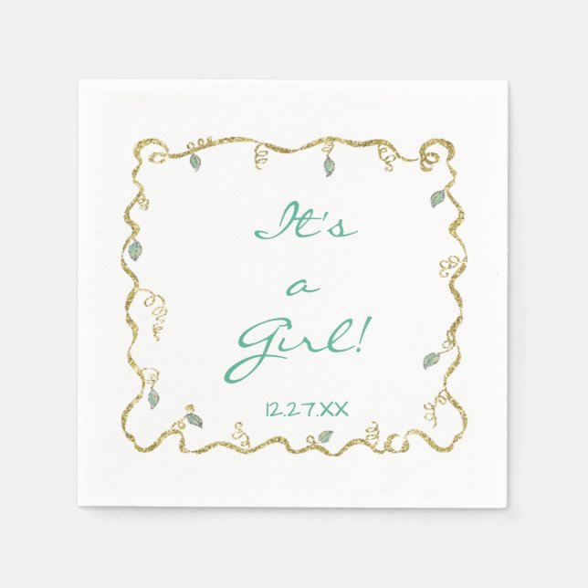 Servilleta De Papel Baby Shower Standard Napkin "Castillo Purpurinoso" (Anverso)
