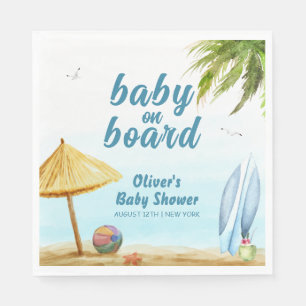 Servilleta De Papel Baby Shower Summer Beach Ocean Surfboard