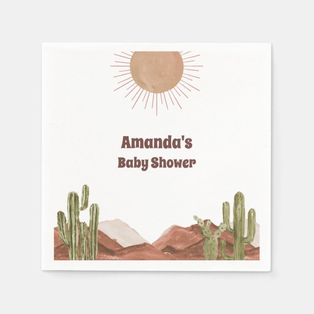 Servilleta De Papel Baby Shower Sun Desert Cactus Baby Shower (Anverso)