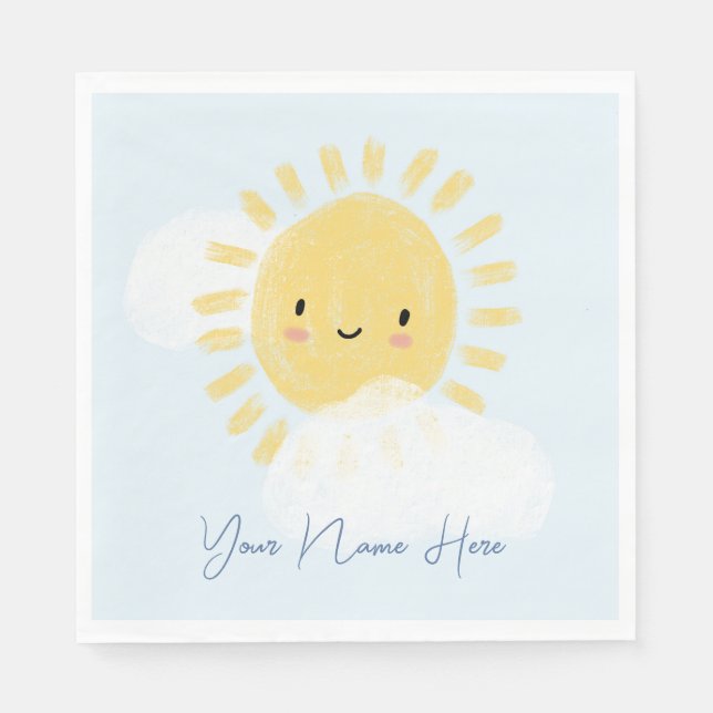 Servilleta De Papel Baby Shower Sunshine personalizado de primer cumpl (Anverso)