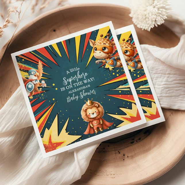 Servilleta De Papel Baby Shower Superhéroe de animación divertida (Subido por el creador)