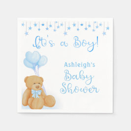 Servilleta De Papel Baby Shower Teddy Bear Globos Azules ES UN CHICO