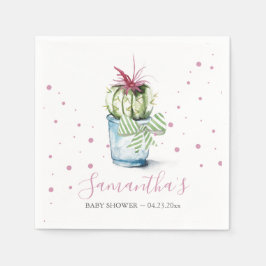 Servilleta De Papel Baby Shower Tema de Cactus Rosado