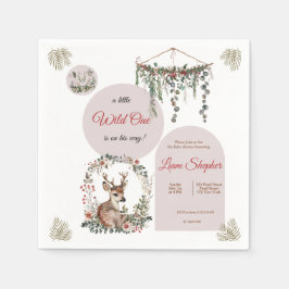 Servilleta De Papel Baby Shower tema editable Cute Deer Woodland