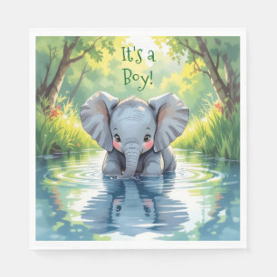 Servilleta De Papel Baby Shower Temático Sobre El Elefante Infantil