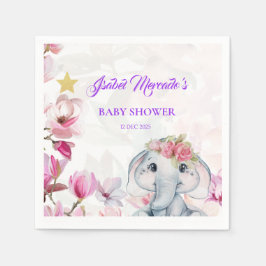 Servilleta De Papel Baby Shower Towel with Floral Elephant