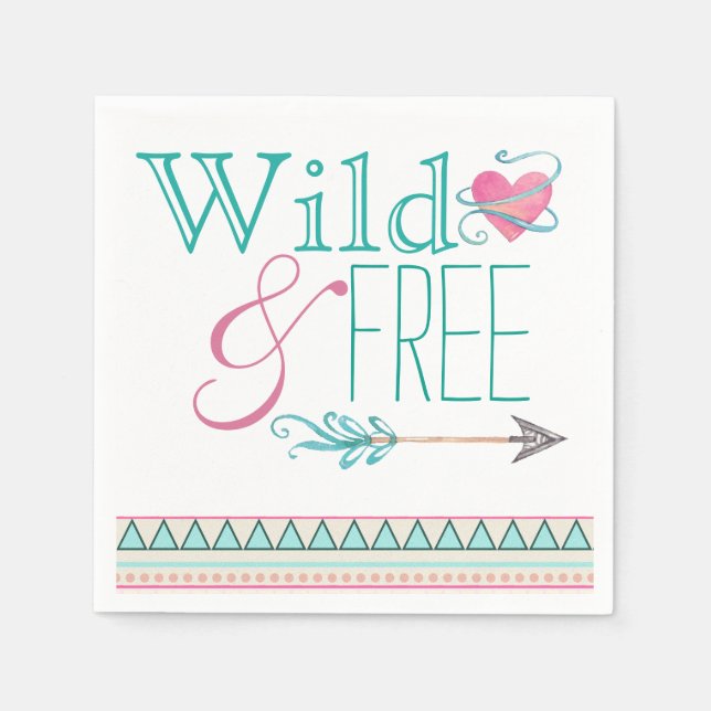 Servilleta De Papel Baby Shower tribal chicas (Anverso)