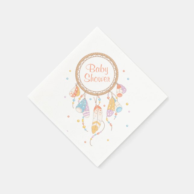 Servilleta De Papel Baby Shower Tribal Dreamcatcher Boho (Borde)