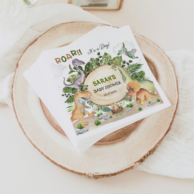 Servilleta De Papel Baby Shower Tropical Forest Dinosaur Boy (Subido por el creador)