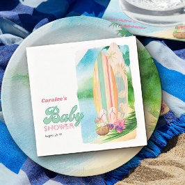 Servilleta De Papel Baby Shower Tropical Surfing Beach Summer